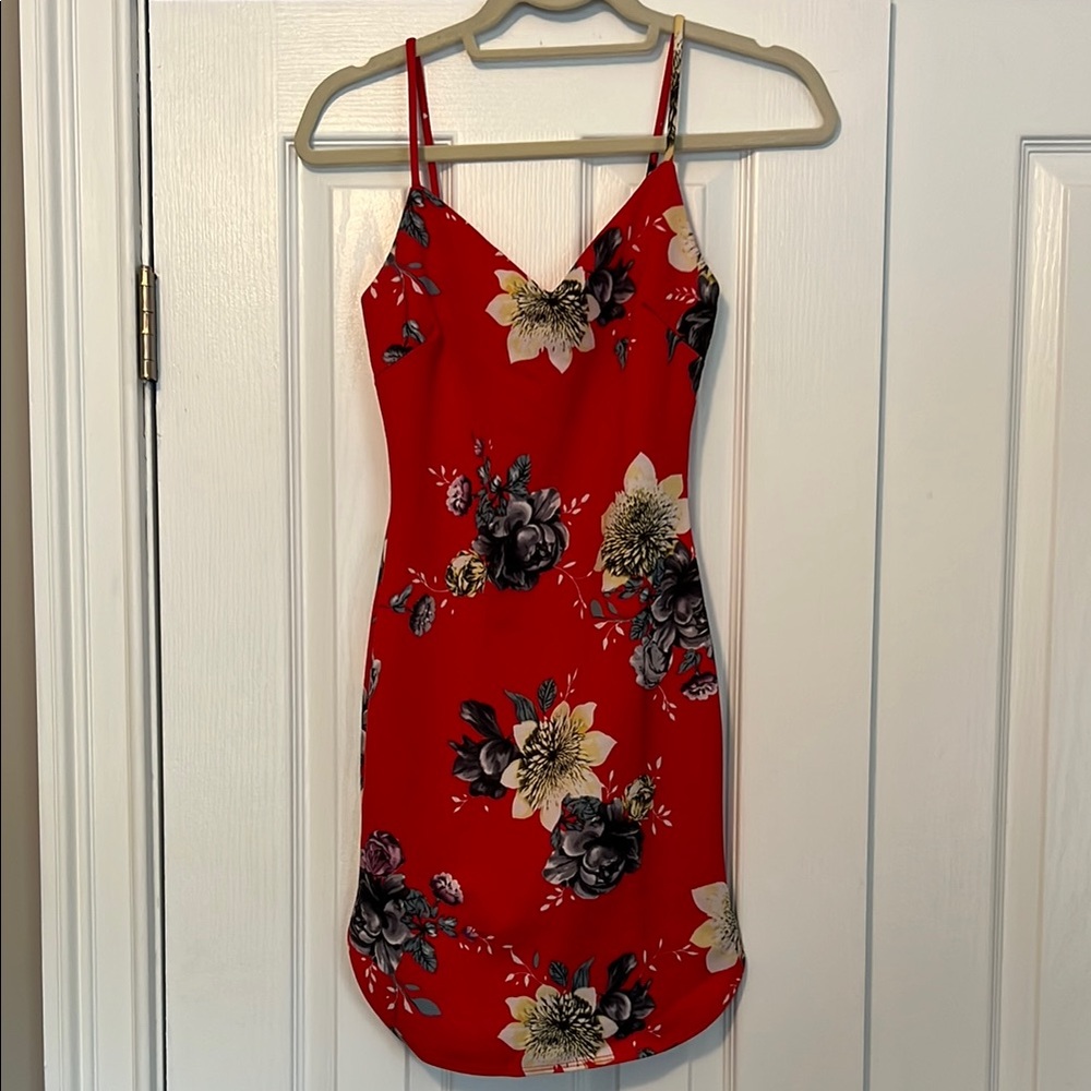 Floral Red Dress